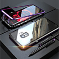 Magnetic Case For Samsung Galaxy S9 / S9 Plus / S8 Plus Transparent / Single Sided Magnetic Full Body Cases Solid Colored Hard Tempered Glass Protective Case