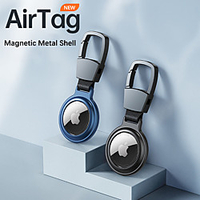 Magnetic Cases For Apple Airtag Bluetooth Locator Tracker Sleeve Anti-Lost Anti-Scratch Metal Protective Cover With Keychain For Airtags miniinthebox
