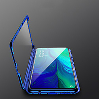 Magnetic Double Sided Case For OPPO OPPO Reno2 Shockproof Back Cover Solid Colored Tempered Glass / Aluminium