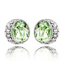Magnificent Crystal and Platinum Plated Alloy Earrings (Round)