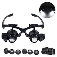 Magnifying Glasses 10X 15X 20X 25X Eye Jewelry Watch Repair Magnifier Glasses With 2 LED Lights Microscope miniinthebox