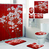 Magnolia Printed Bathtub Curtain Liner Covered With Waterproof Fabric Shower Curtain For Bathroom Home Decoration With Hook Floor Mat And Four-piece Toilet Mat
