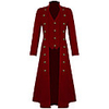 makkrom mens steampunk vintage tailcoat jacket gothic victorian ankle long frock coat uniform halloween costume red