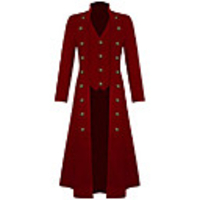 makkrom mens steampunk vintage tailcoat jacket gothic victorian ankle long frock coat uniform halloween costume red