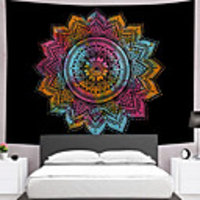 Mandala Bohemian Wall Tapestry Art Decor Blanket Curtain Picnic Tablecloth Hanging Home Bedroom Living Room Dorm Decoration Boho Hippie Polyester Psychedelic Floral Flower Lotus Pink Orange Blue