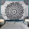 Mandala Bohemian Wall Tapestry Art Decor Blanket Curtain Picnic Tablecloth Hanging Home Bedroom Living Room Dorm Decoration Boho Hippie Psychedelic Floral Black Flower Lotus Views