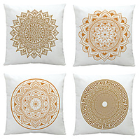 Mandala Double Side Cushion Cover 4PC Soft Decorative Square Throw Pillow Cover Cushion Case Pillowcase for Bedroom Livingroom Superior Quality Machine Washable Indoor Cushion for Sofa Couch Bed Chair miniinthebox