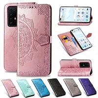 Mandala Embossed Leather Wallet Flip Case for Samsung Galaxy S22 S21 S20 Plus Ultra A72 A52 A42 A32 Card Holder with Stand Cover Mobile Phone Case Flower miniinthebox