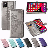 Mandala Embossed Wallet Leather Flip Phone Case For iPhone 12 Pro Max 11 Pro Max XR XS Max X 8 Plus 8 7 Plus 7 6 Plus 6 Card Holder Stand Case Cover miniinthebox