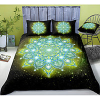 Mandala Pattern 3-Piece Duvet Cover Set Hotel Bedding Sets Comforter Cover with Soft Lightweight Microfiber,  Include 1 Duvet Cover,  2 Pillowcases for Double/Queen/King(1 Pillowcase for Twin/Single)