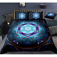 Mandala Pattern 3-Piece Duvet Cover Set Hotel Bedding Sets Comforter Cover with Soft Lightweight Microfiber,  Include 1 Duvet Cover,  2 Pillowcases for Double/Queen/King(1 Pillowcase for Twin/Single)