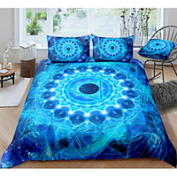 Mandala Pattern 3-Piece Duvet Cover Set Hotel Bedding Sets Comforter Cover with Soft Lightweight Microfiber,  Include 1 Duvet Cover,  2 Pillowcases for Double/Queen/King(1 Pillowcase for Twin/Single)