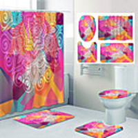 Mandala Pattern PrintingBathroom Shower Curtain Leisure Toilet Four-Piece Design