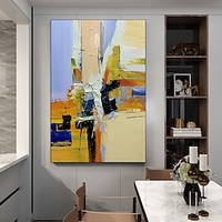 Manual Handmade Oil Painting Hand Painted Vertical Panoramic Abstract Famous Modern Realism Rolled Canvas (No Frame) miniinthebox
