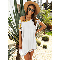 manufacturer ladies hand crocheted flower stitching irregular beach bikini blouse loose top 191201 miniinthebox