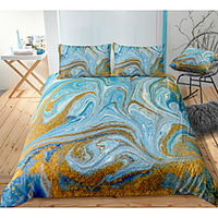 Marble Print 3-Piece Duvet Cover Set Hotel Bedding Sets Comforter Cover with Soft Lightweight Microfiber,  Include 1 Duvet Cover,  2 Pillowcases for Double/Queen/King(1 Pillowcase for Twin/Single)