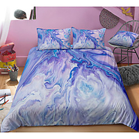 Marble Print 3-Piece Duvet Cover Set Hotel Bedding Sets Comforter Cover with Soft Lightweight Microfiber,  Include 1 Duvet Cover,  2 Pillowcases for Double/Queen/King(1 Pillowcase for Twin/Single)