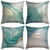 Marble Texture Turquoise and Gold Silver Decorative Throw Pillow Covers Luxury Abstract Fluid Art Ink Soft Velvet Pillow Case Square Cushion Covers for Couch Sofa 20 x 20 Inch 1818Inch Set of 4 miniinthebox