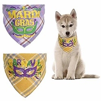Mardi Gras Pet Bandanas Triangle Plaid Eye Mask Pattern Green Purple Yellow Bandanas for Dog Cat Garnaval Adjustable Neckerchief Bandanas for Dogs Cats 7.8-16.5 miniinthebox