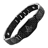 masonic bracelets black tone stainless steel - black carbon fiber freemason link bracelet. masonic jewelry (black with black carbon fiber)