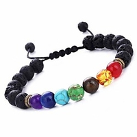 matchless chakra bead bracelet - 8mm aromatherapy lava rock stone bracelet men women stress relief yoga beads semi-precious natural black onyx mineral bead bracelets,  7 chakras (lava-rock)