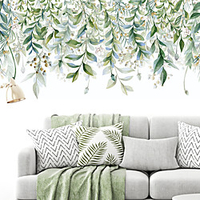 Meandering Green Leaves Botanical Wall Stickers Plane Wall Stickers Decorative Wall Stickers PVC Home Decoration Wall Decal Wall Decoration 2pcs 9030cm miniinthebox