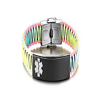 medical id alert bracelet for women handmade nylon rope braided bracele,  adjustablet (multicolor-2,  custom engraving)