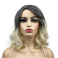 Medium Lengte Golvend Wave Hittebestendige Synthetische Haar Ombre Pruiken Voor Vrouwen Meisjes Met Pony Feestavond Out Fun miniinthebox