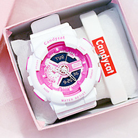 Men and Women Sport Watch Quartz Outdoor Chronograph Analog Black Blue Blushing Pink / One Year / Silicone / Large Dial