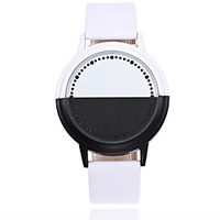 Men and Women Sport Watch Quartz Outdoor Chronograph Analog White Black / One Year / PU Leather / Large Dial