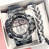 Men and Women Sport Watch Quartz Outdoor Chronograph Digital Blue Green Gray / One Year / Silicone / Large Dial