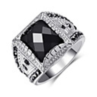 Men Band Ring Geometrical Black Alloy Hope Punk Trendy 1pc 7 8 9 10 / Men
