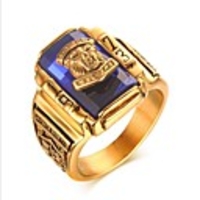 Men Midi Ring Synthetic Aquamarine Classic Black Red Green Titanium Steel Class Vintage Military 1pc 7 8 9 10 11 / Men