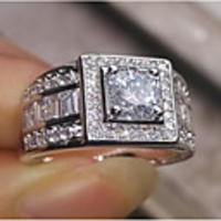 Men Promise Ring Cubic Zirconia Classic White 18K Gold Plated Copper Joy Stylish 1pc 8 9 10 11 12 / Men