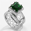Men Ring Synthetic Emerald Hollow Out Silver Brass Flower Fashion 1pc 6 7 8 9 10 / Men