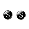 men rounded metal alloy capital alphabet initial letter s cufflinks for work wedding