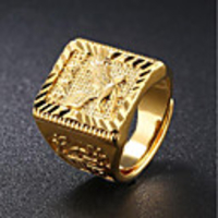 Men Signet Ring Stylish Gold 18K Gold Plated Eagle Streetwear Hip Hop Adjustable / Men