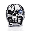 men skull ring blue eye cubic zirconia cz stainless steel jewelry size 9