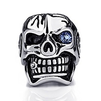 men skull ring blue eye cubic zirconia cz stainless steel jewelry size 9