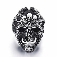 men skull rings stainless steel gothic biker punk jewelry,  size 11