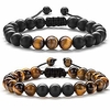 men women 8mm tiger eye stone beads bracelet braided rope natural stone yoga gifts bracelet bangle (set1)-21018