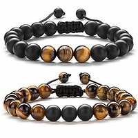 men women 8mm tiger eye stone beads bracelet braided rope natural stone yoga gifts bracelet bangle (set1)-21018