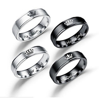 Men Women Couple Rings Black Silver Titanium Steel Tungsten Steel Steel Stainless Heart Crown Initial Sweet One-piece Suit 5 6 7 8 9 / Men