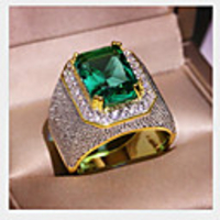 Men Women Ring Synthetic Emerald Geometrical Gold Copper Star Fashion 1pc 8 9 10 11 12 / Women