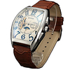 mens automatic business dress tonneau shaped moon phase wrist watch mechanical self wind (white-1)