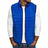 mens autumn winter zipper fashion pure color waistcoat vest sleeveless down jacket blue