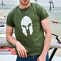 mens bodybuilding t-shirt - spartan helmet - gym training top green miniinthebox