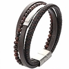 mens bracelet leather braided bracelet with magnetic clasp leather bracelet for men (brown braided leatheramp; beads)