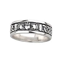 mens claddagh ring oxidized sterling silver made in ireland size 10