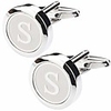 mens classic stainless steel initial cufflinks 26 alphabet initial letter cufflinks business wedding shirts a-z (s)